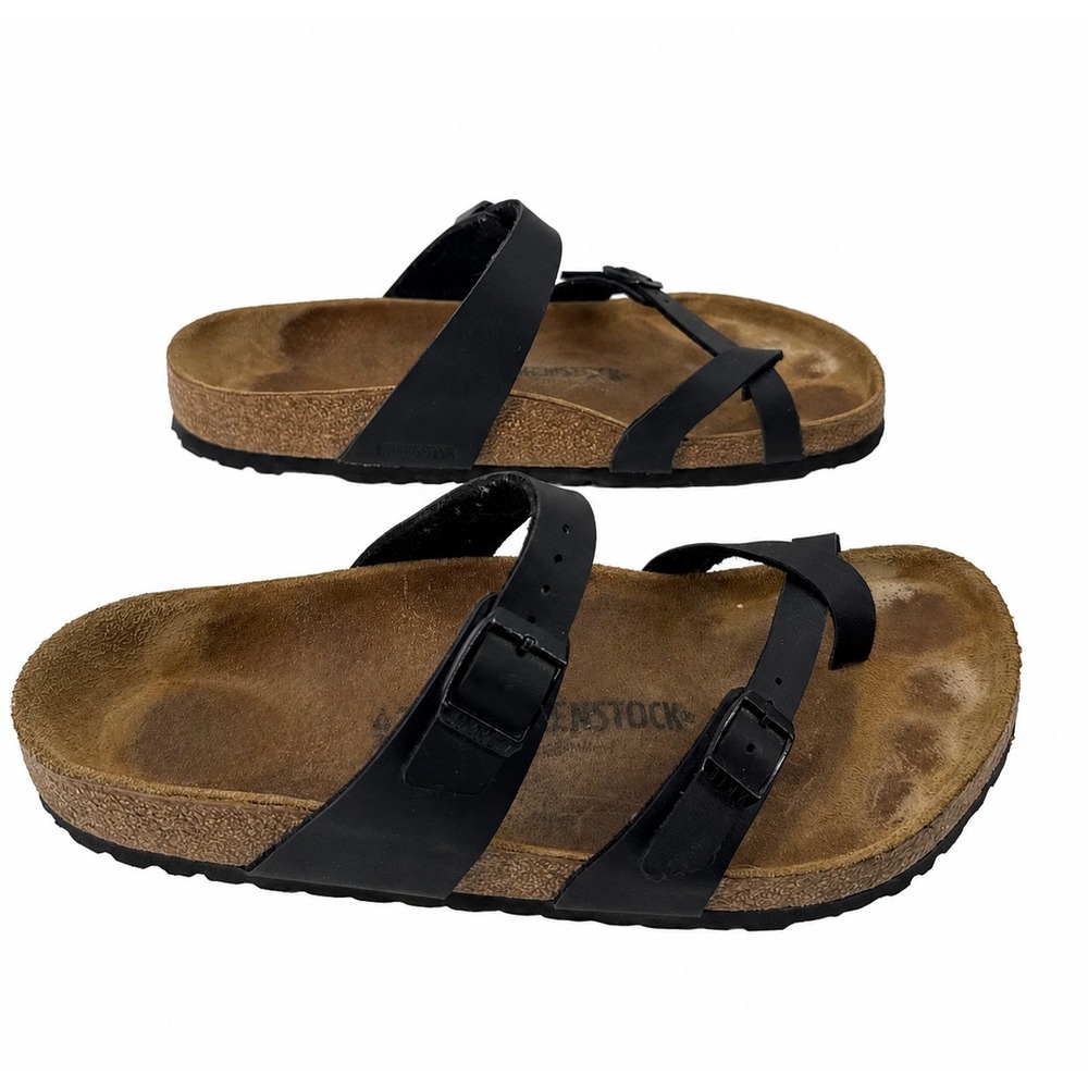 Birkenstock Mayari Sandals Women 11 Men 9 EU 42 Black Leather - Picture 5 of 7